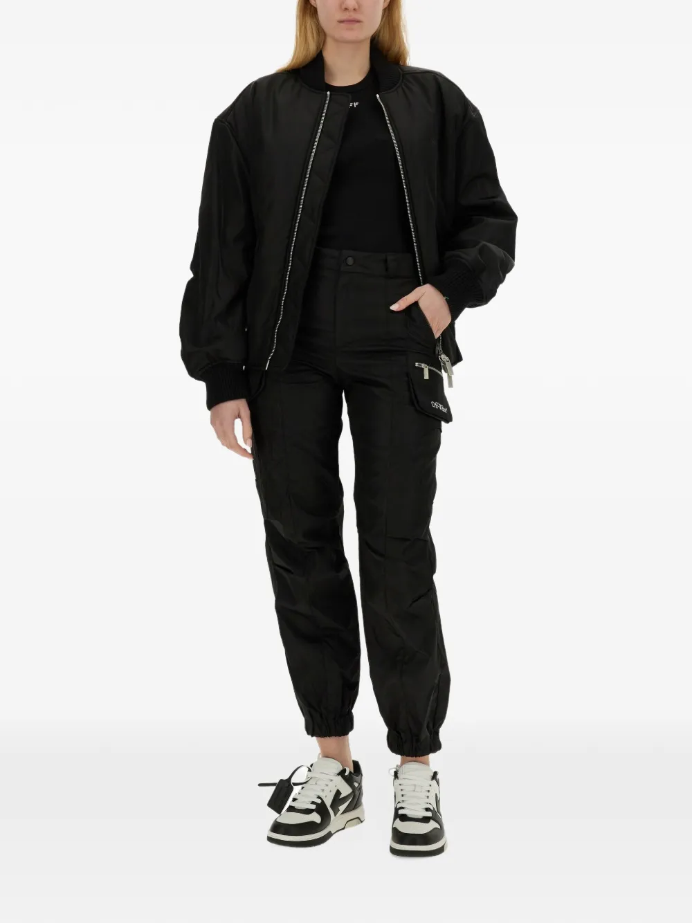 Off-White zip-up bomber jacket Zwart