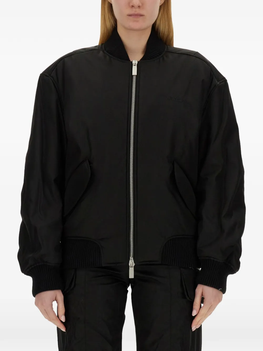 Off-White zip-up bomber jacket Zwart