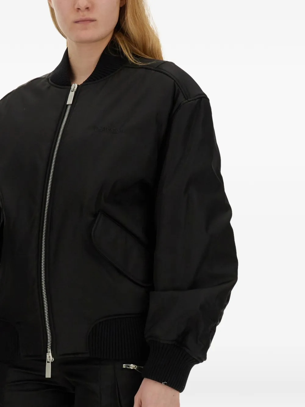 Off-White zip-up bomber jacket Zwart