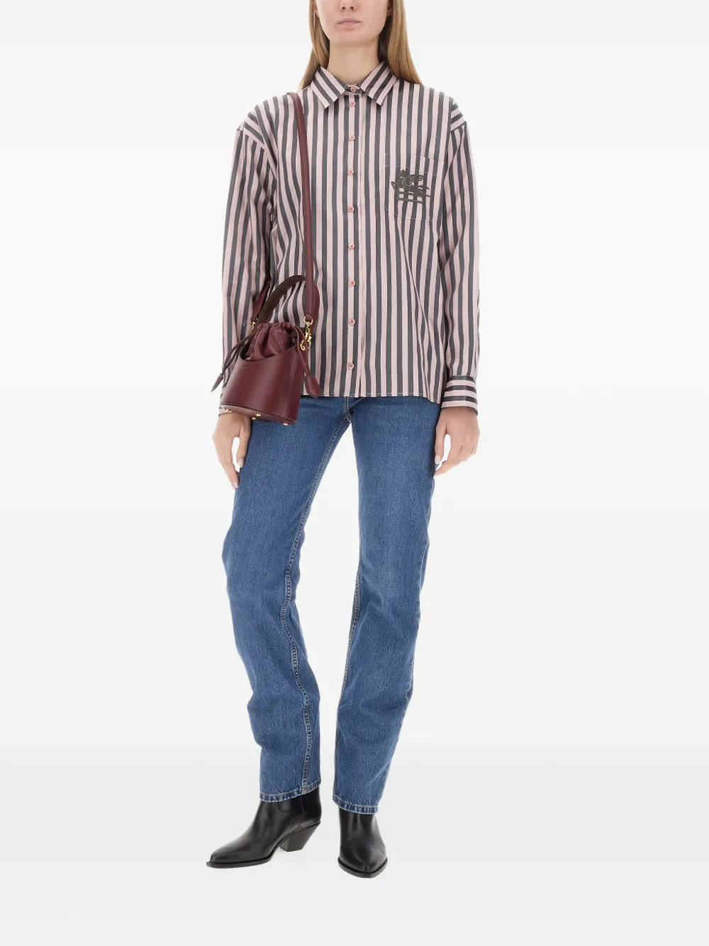 ETRO logo-embroidered striped shirt Roze