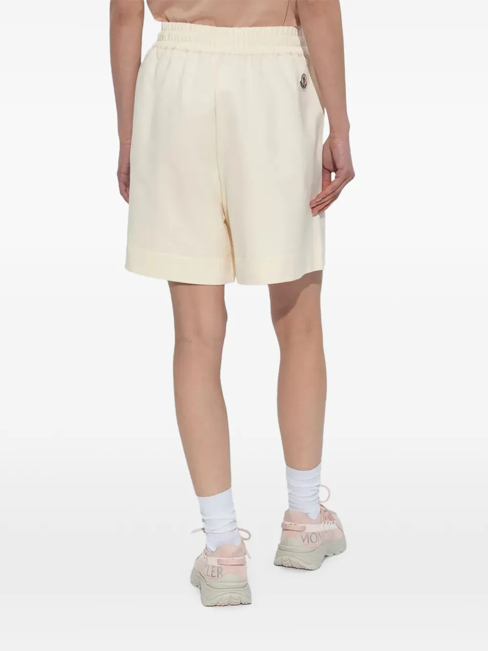 Moncler cotton fleece shorts Beige
