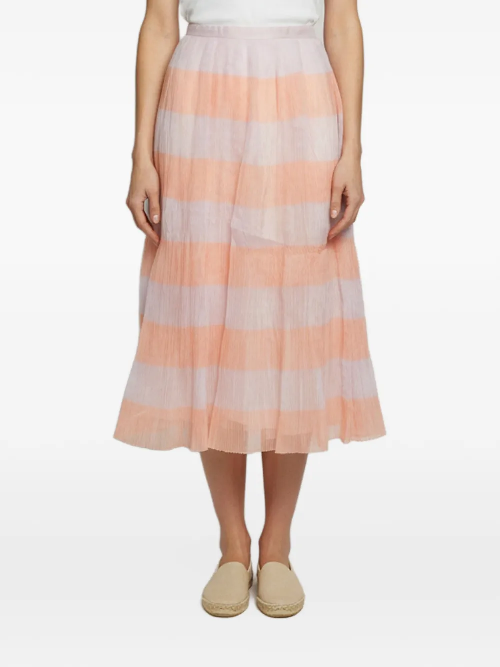 Christian Dior Pre-Owned striped plissé midi skirt - Rosa