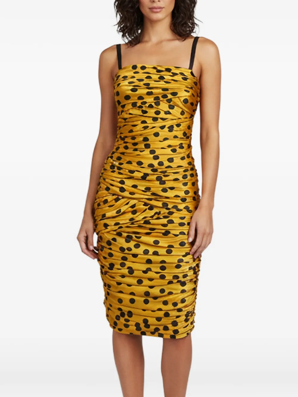 D&G polka-dot-print ruched midi dress - Giallo