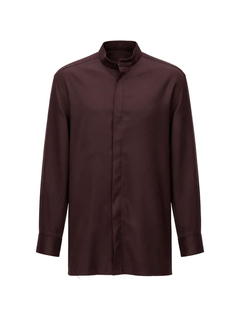 HAMZA Thom band-collar shirt - Marrone