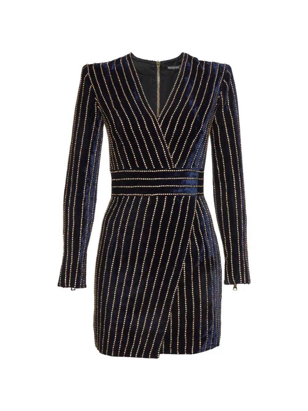 Balmain Pre-Owned crystal-embellished velvet mini dress - Blu