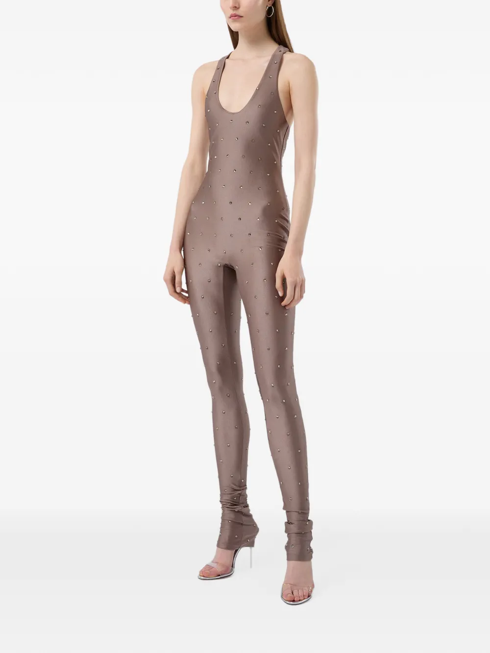 THE ANDAMANE Tess crystal-embellished jumpsuit Bruin
