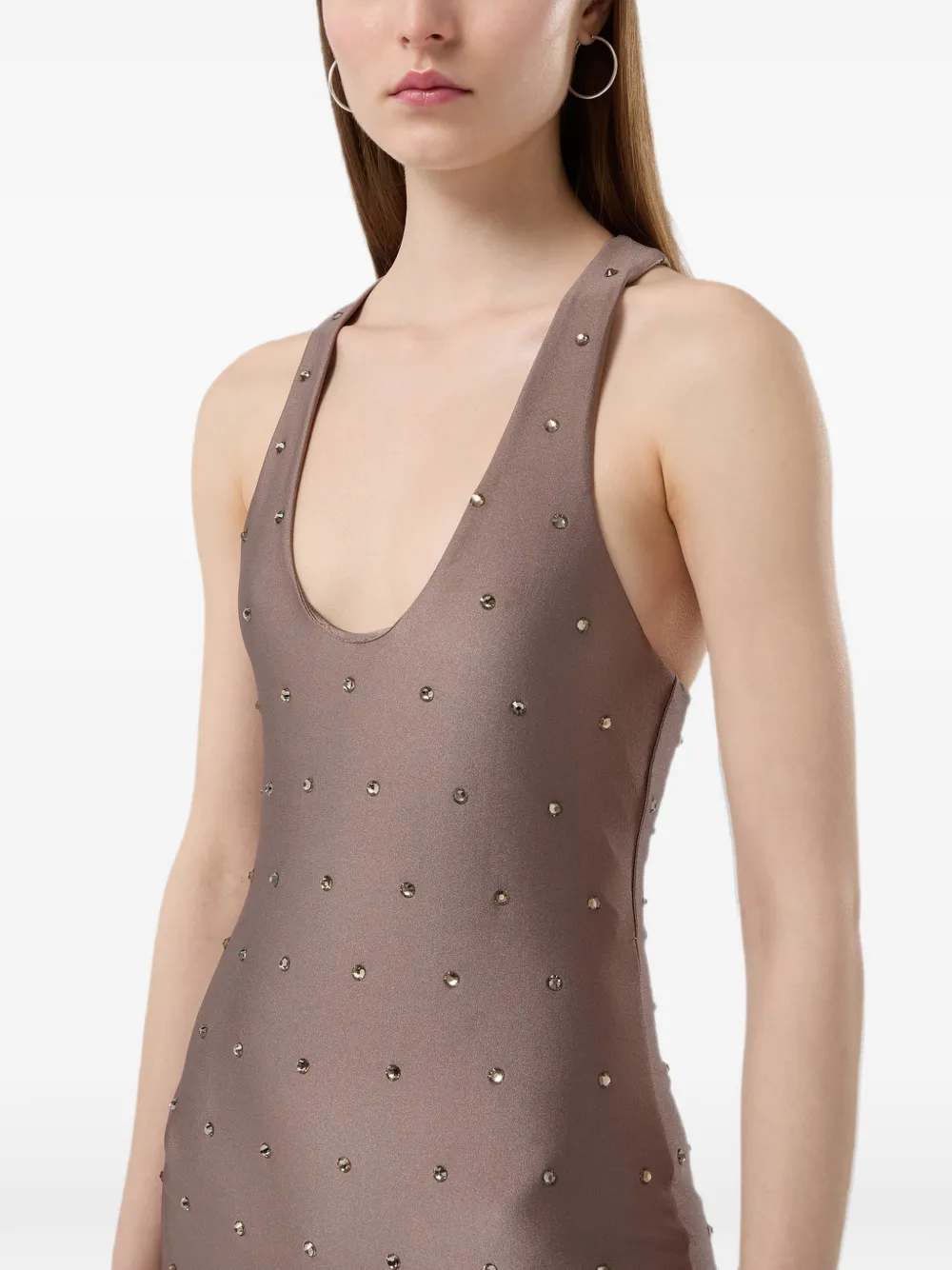 THE ANDAMANE Tess crystal-embellished jumpsuit Bruin
