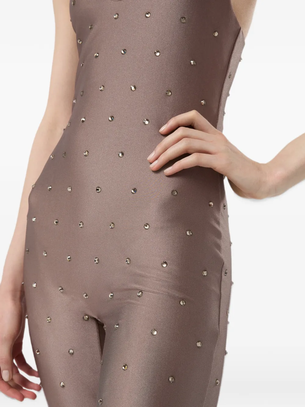 THE ANDAMANE Tess crystal-embellished jumpsuit Bruin