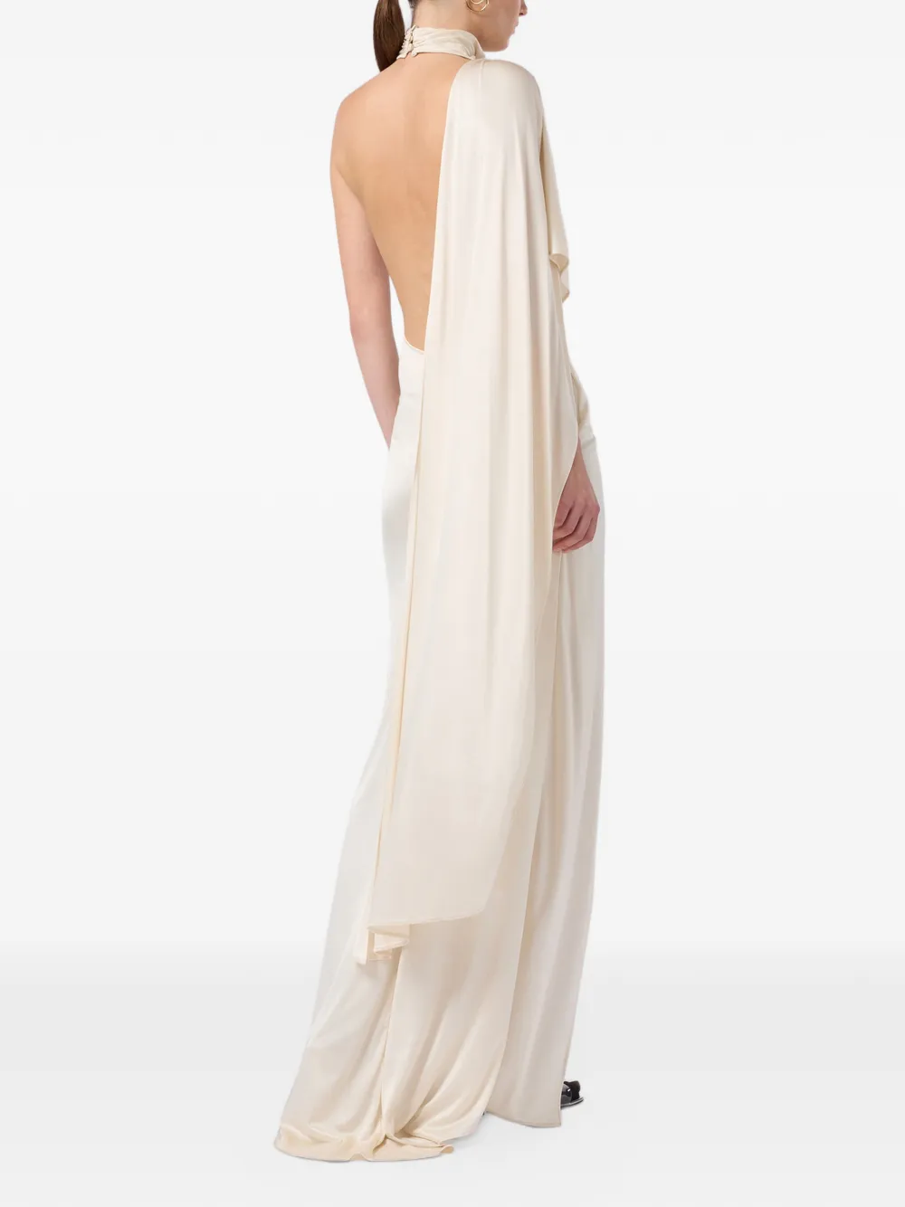 THE ANDAMANE Waverly cape-effect maxi dress Beige