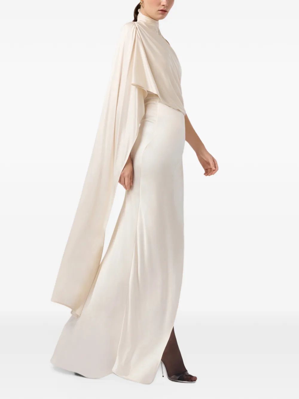 THE ANDAMANE Waverly cape-effect maxi dress Beige