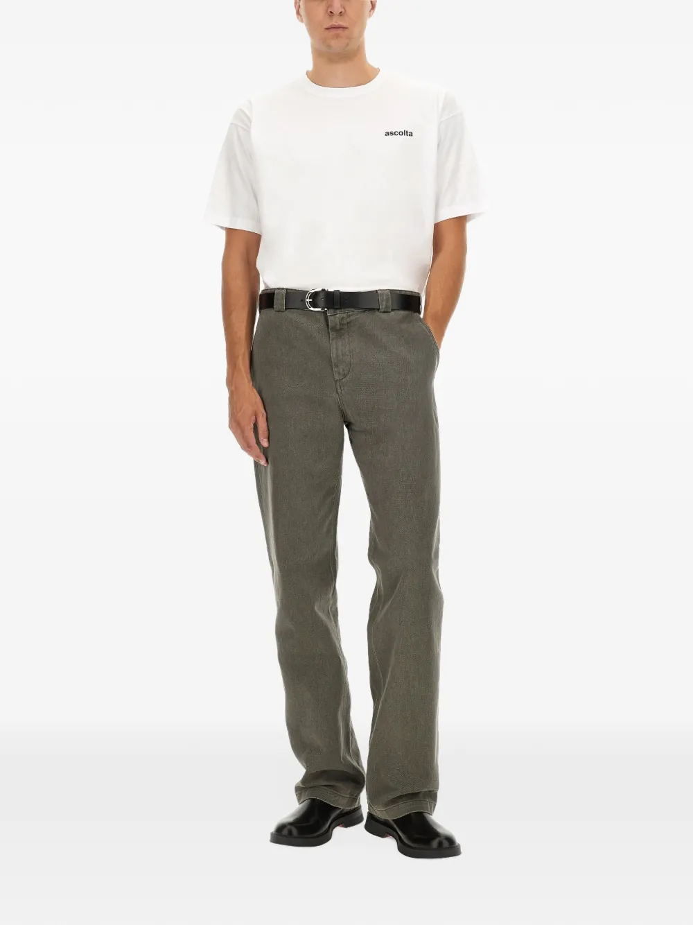 ASPESI ascolta print white T-shirt Wit