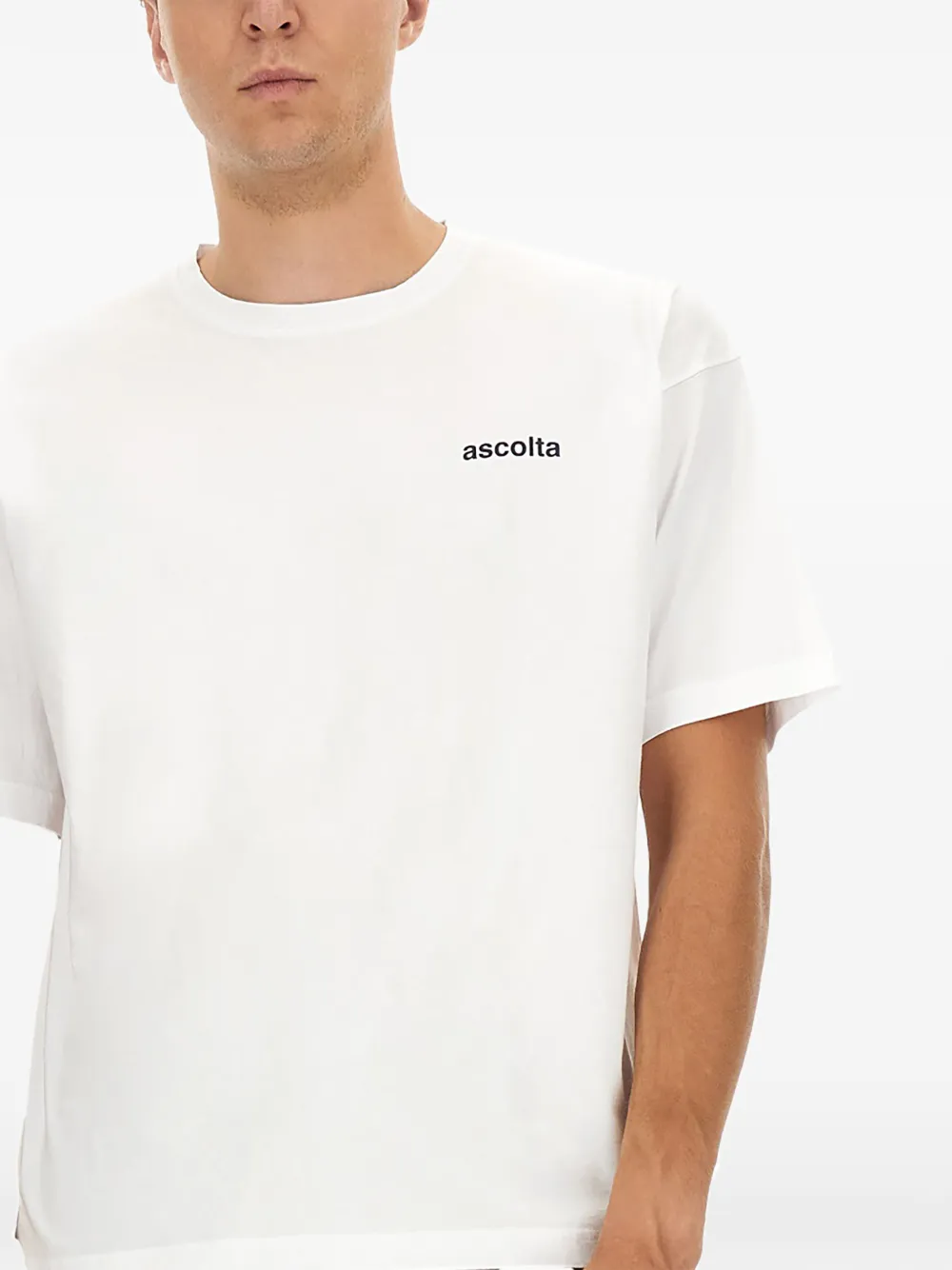 ASPESI ascolta print white T-shirt Wit