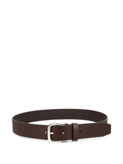BOSS buffalo-leather belt with branded pin buckle