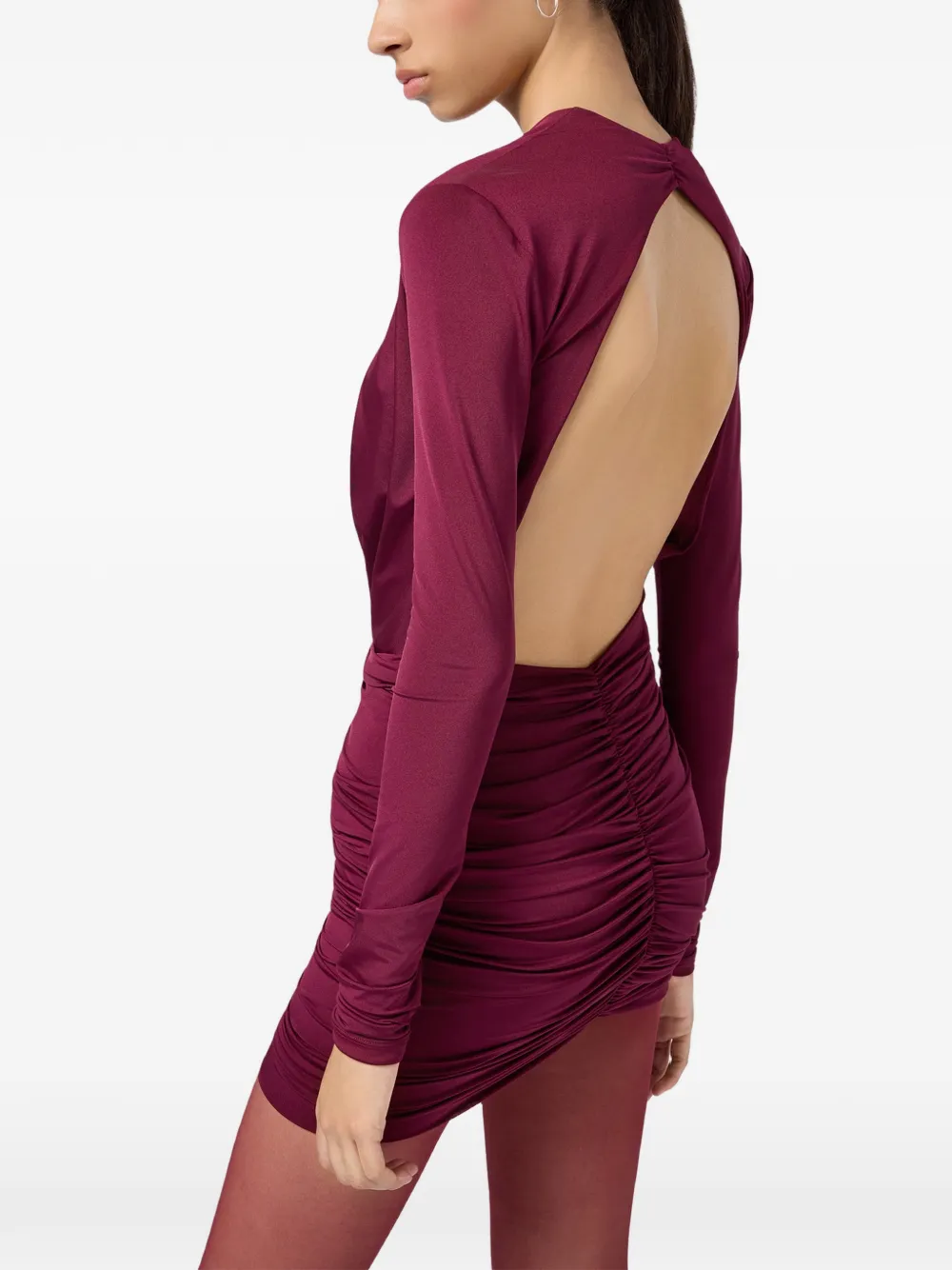 THE ANDAMANE Zelda ruched mini dress Rood