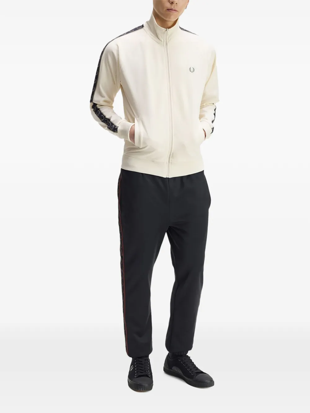 Fred Perry contrast tape track jacket Beige