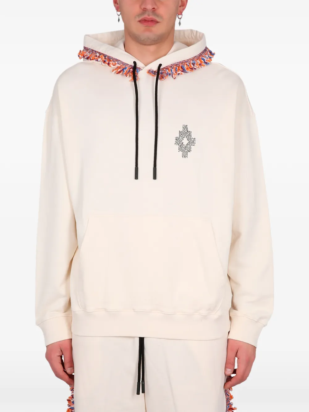 Marcelo Burlon County of Milan Eyewear fringes white hoodie Beige