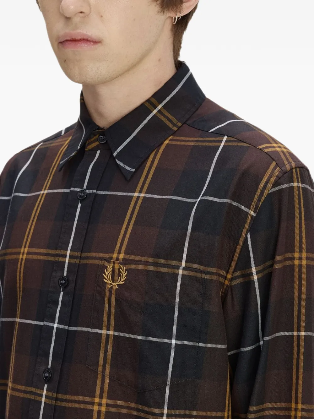 Fred Perry Twill Tartan cotton shirt Bruin