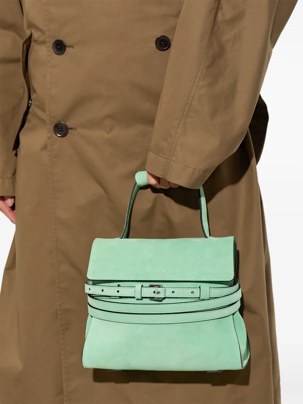 Moschino suede top-handle tote bag Groen