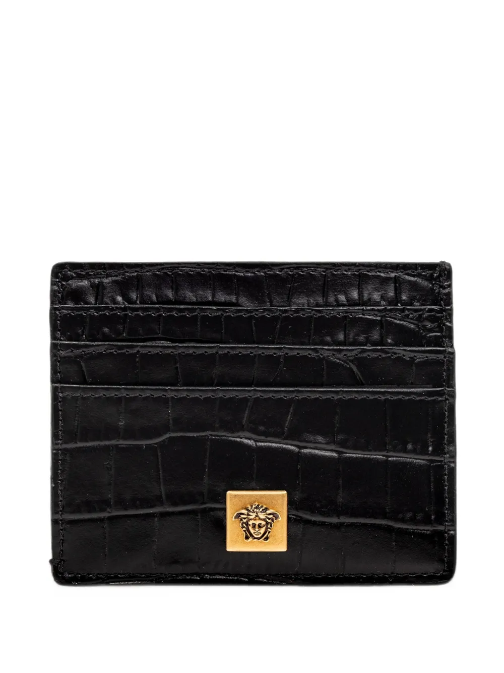 Versace Severine croc-effect leather card holder - Nero