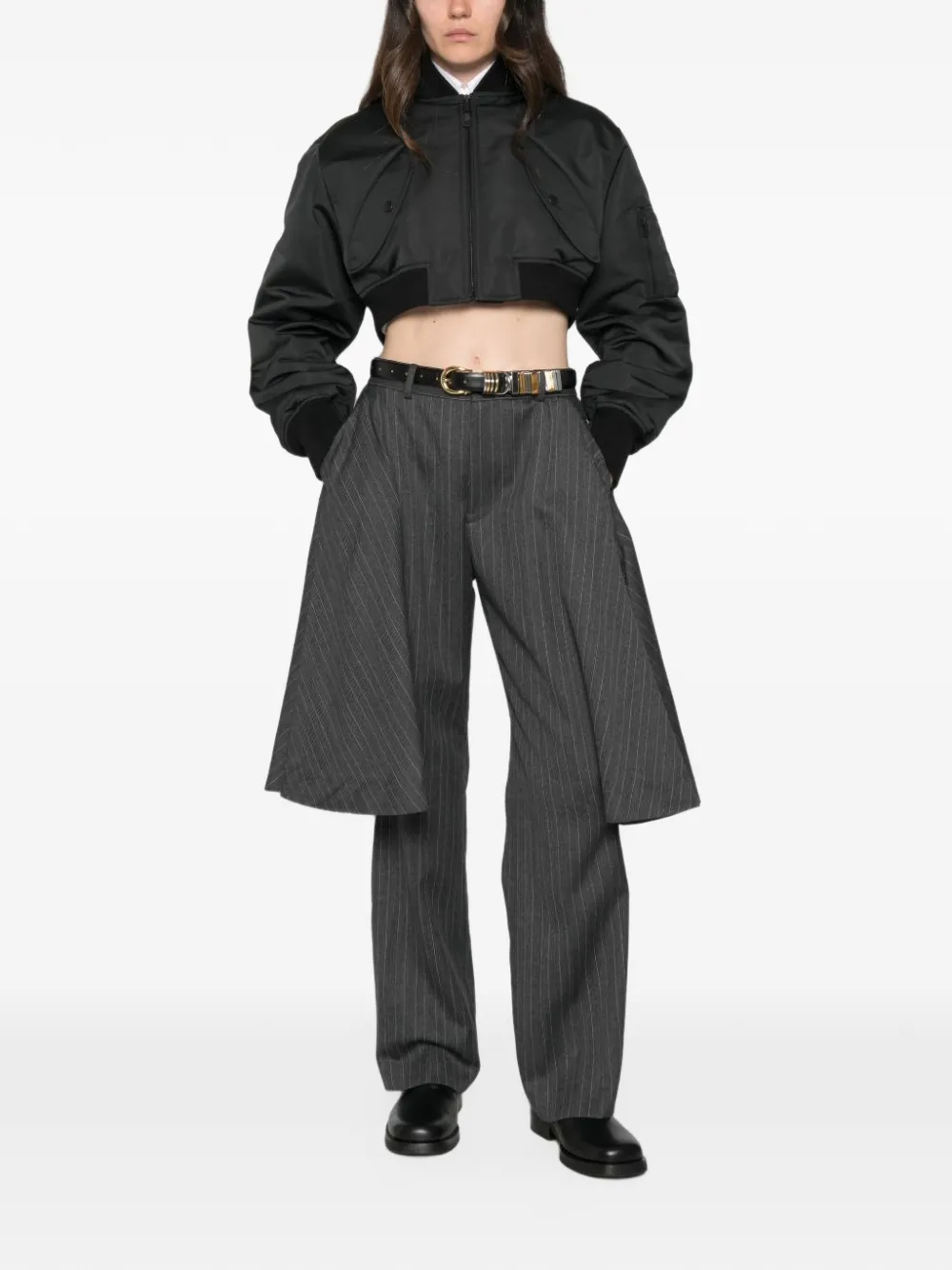Balenciaga cropped bomber jacket Zwart