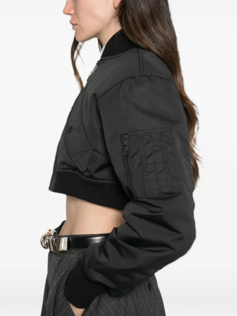 Balenciaga cropped bomber jacket Zwart
