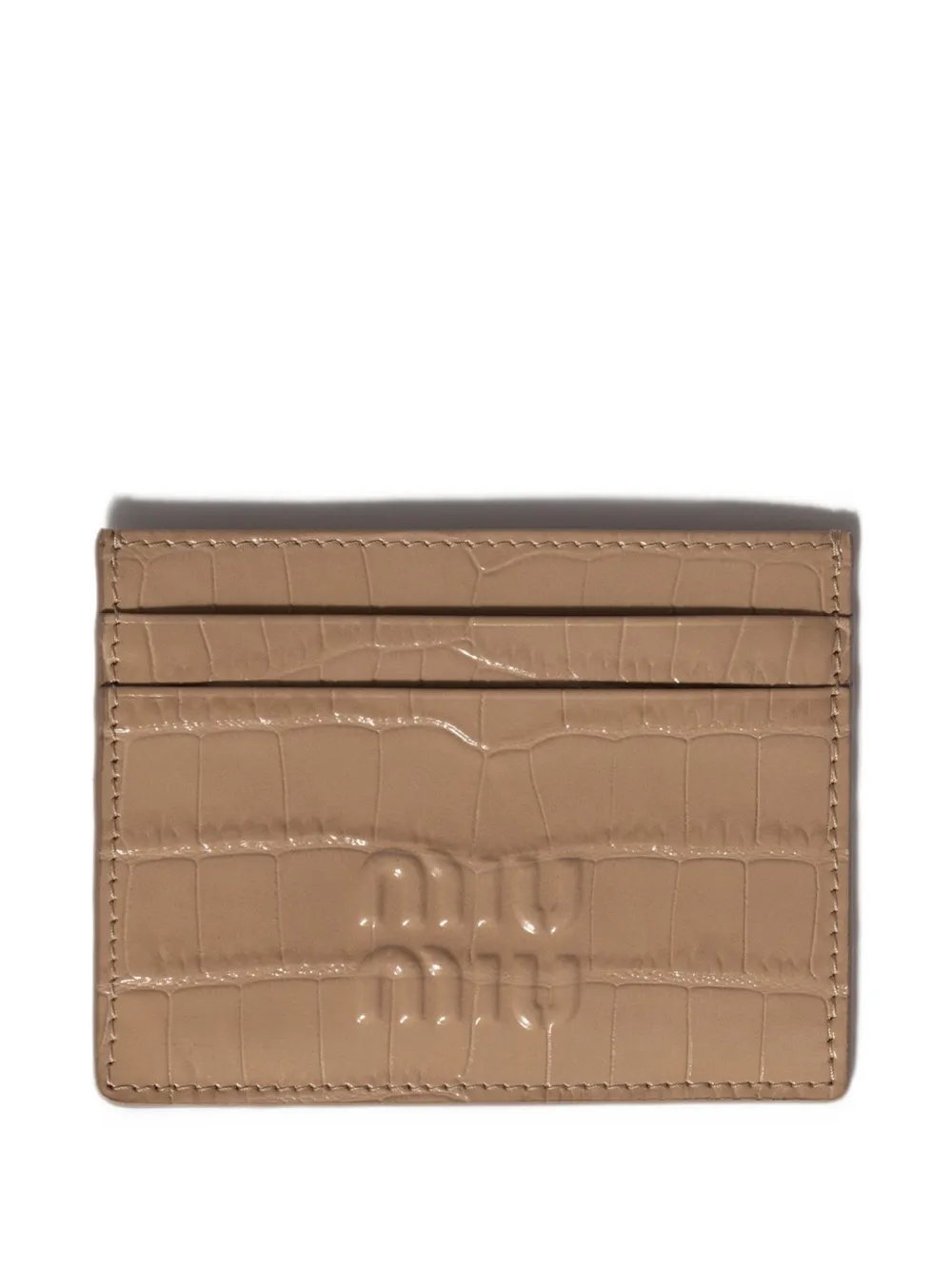 Miu Miu crocodile embossed calfskin card holder - Toni neutri