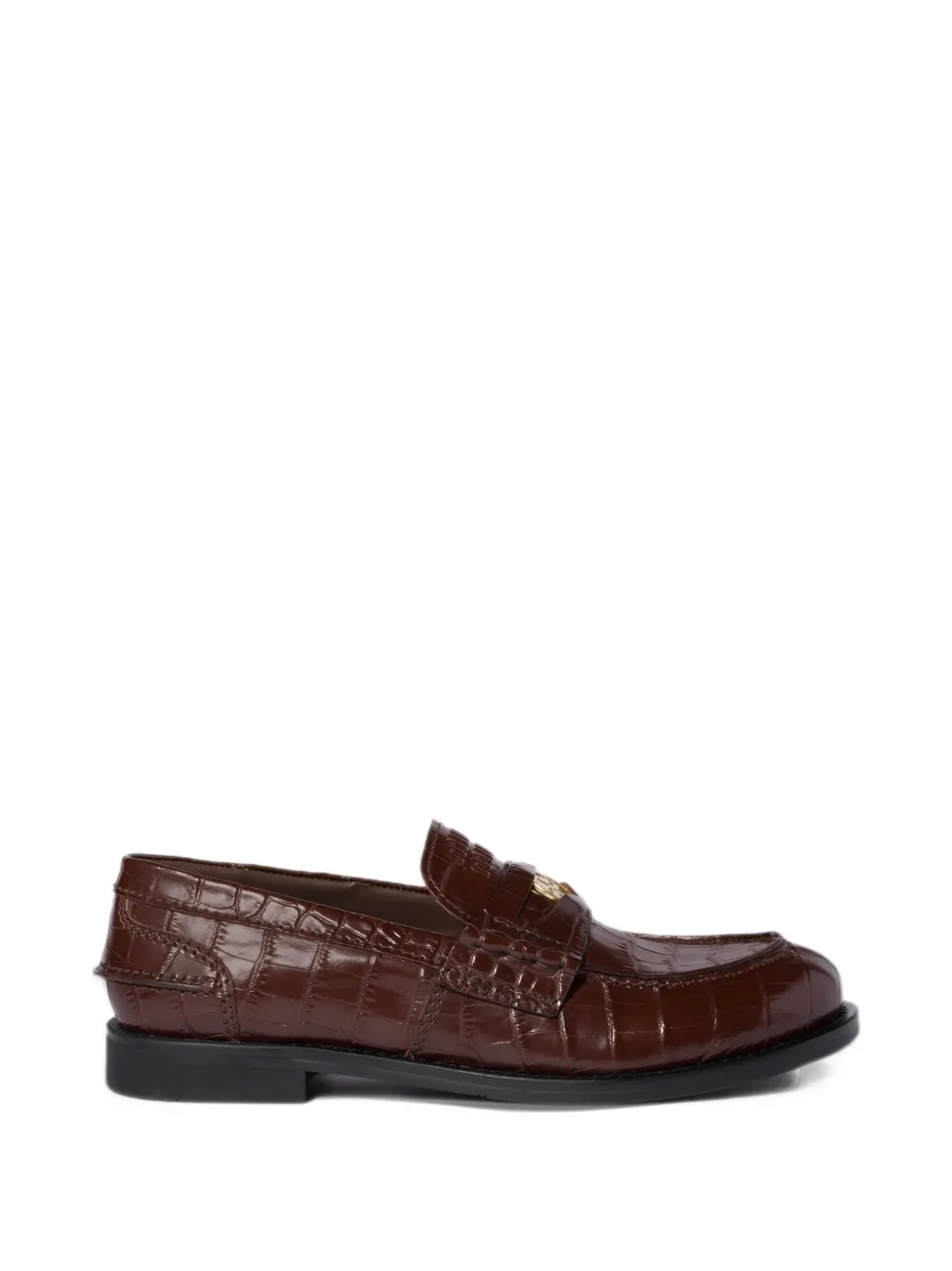 Miu Miu croco-print leather penny loafers - Marrone