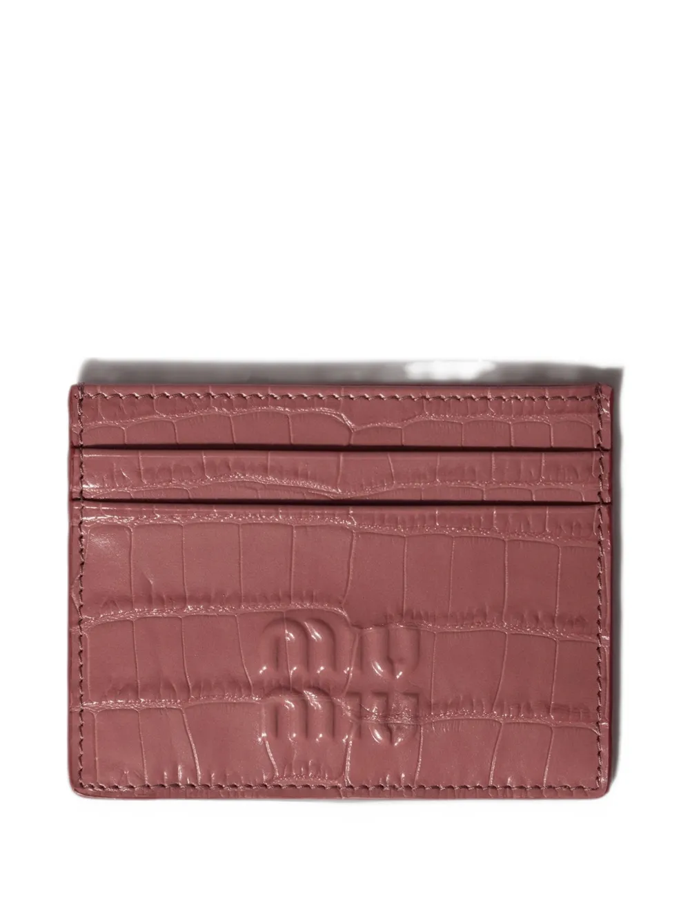Miu Miu crocodile embossed calfskin card holder - Rosso