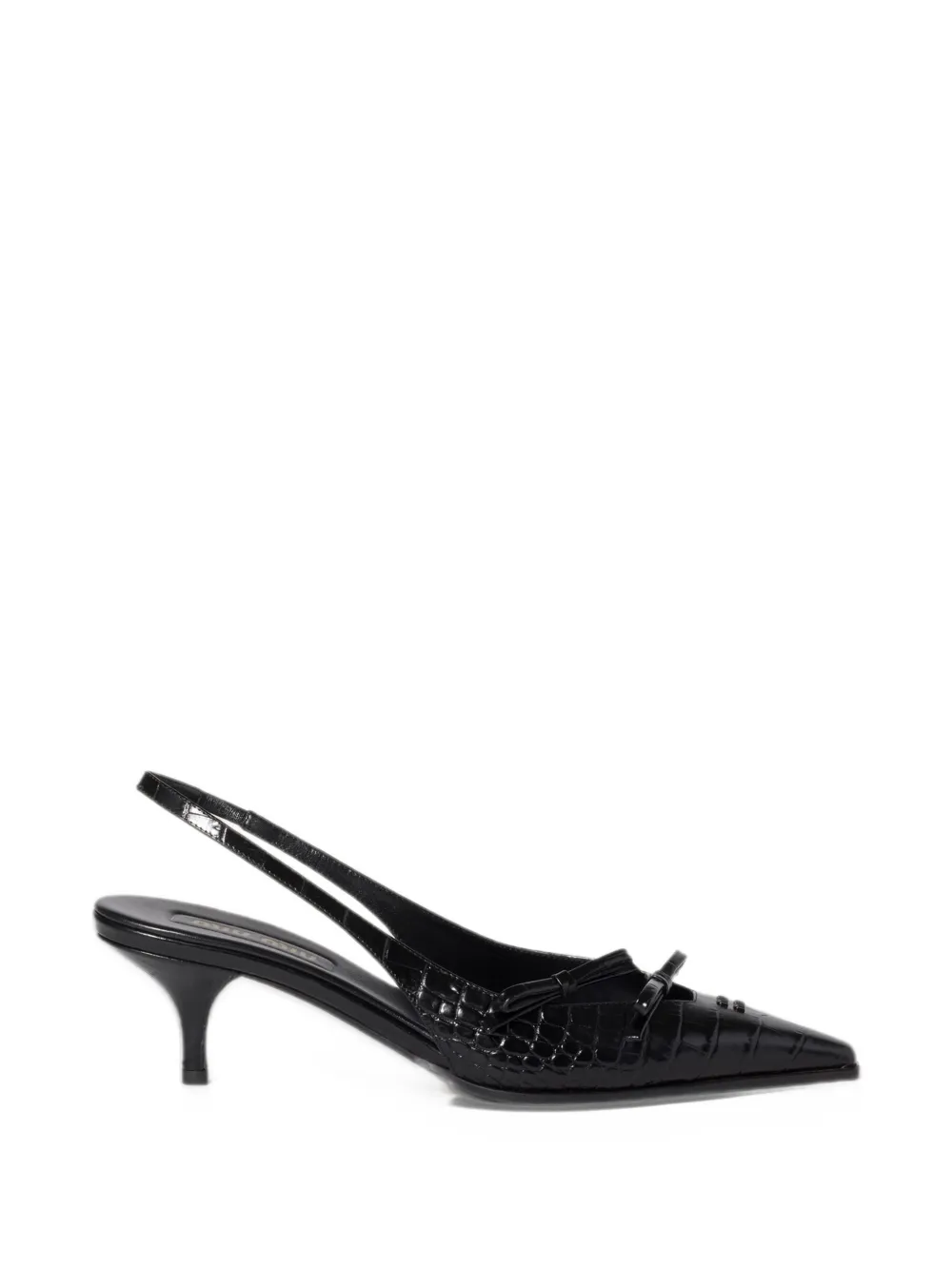 Miu Miu crocodile embossed calfskin slingback pumps - Black