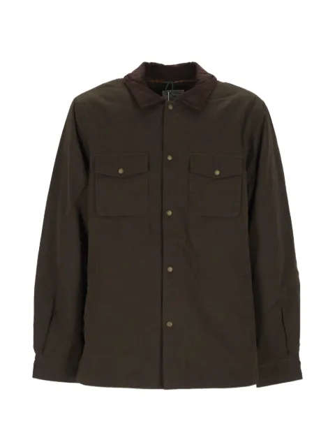 MC2 Saint Barth military green Bexley waxed overshirt with corduroy collar