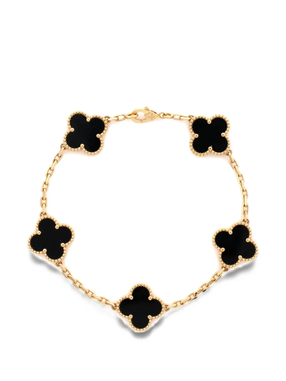 Van Cleef & Arpels Pre-Owned Vintage Alhambra 5 Motifs 18K Yellow Gold and Onyx bracelet - Oro