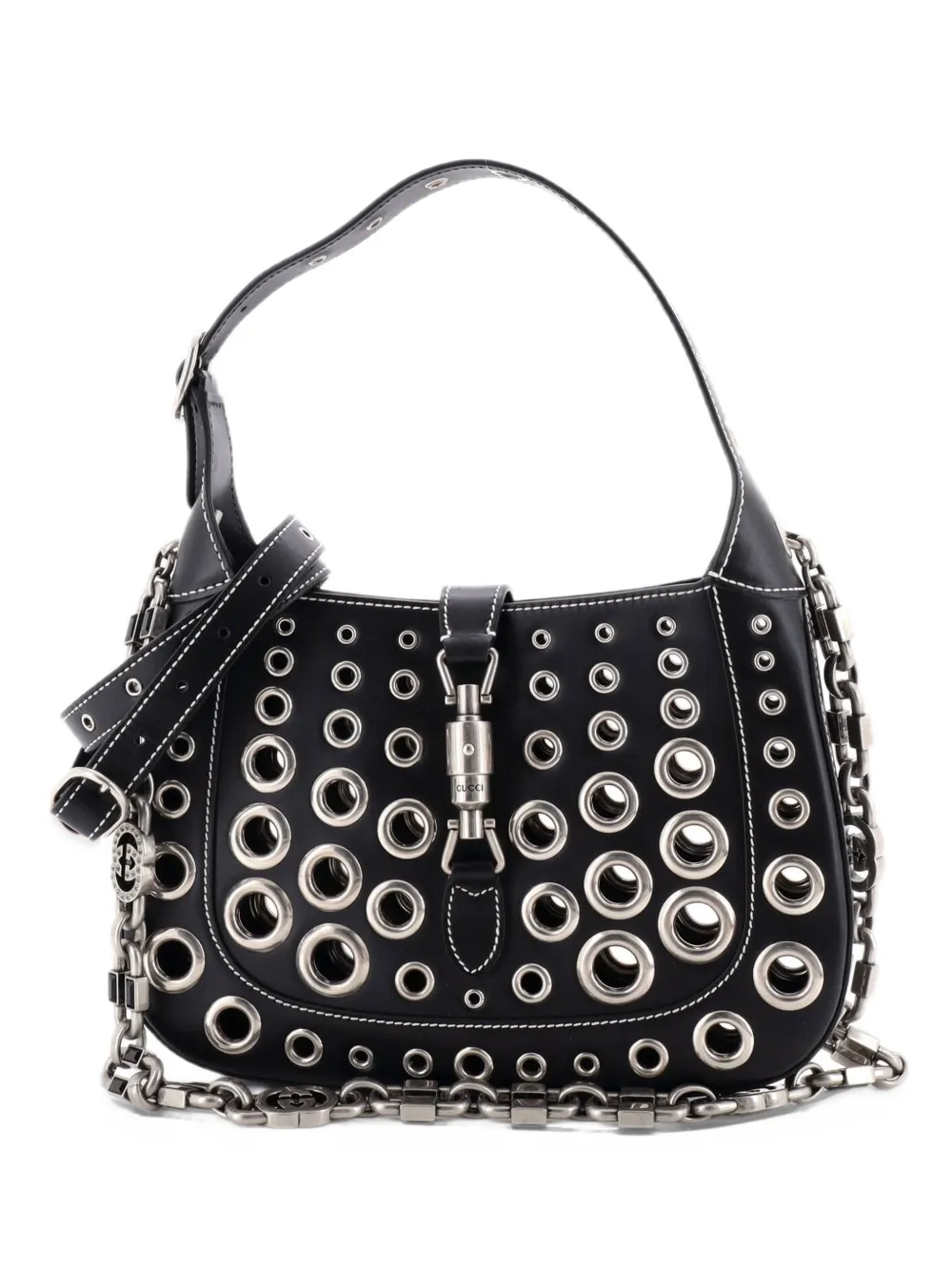 Gucci Pre-Owned Jackie 1961 Leather with Eyelet Detail Small hobo bag - Nero