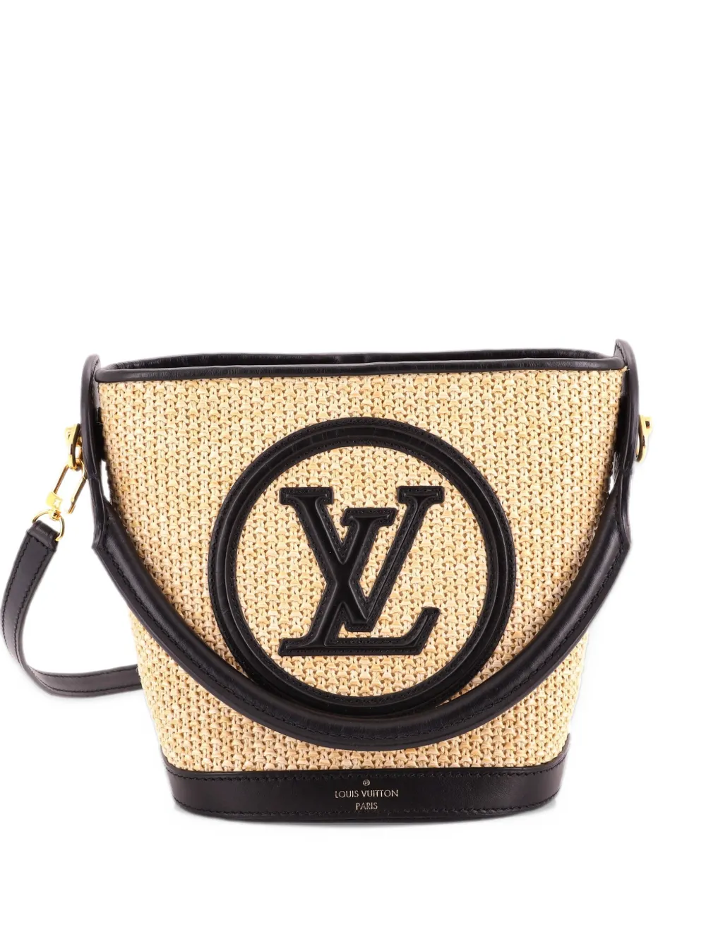 Louis Vuitton Pre-Owned Petit NM Bag Raffia with Leather bucket bag - Nero