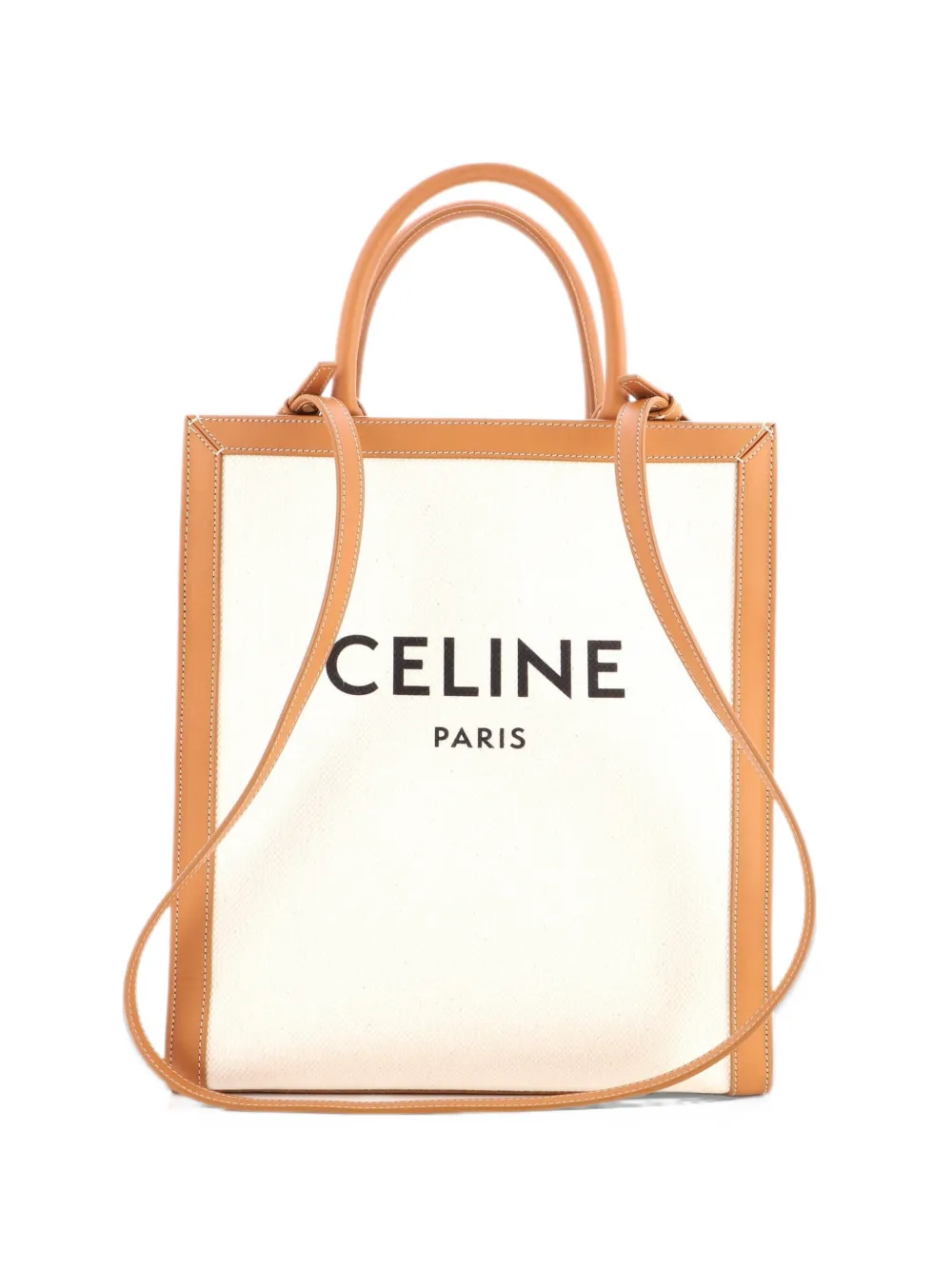 Celine Pre-Owned Vertical Cabas Canvas with Leather Small tote bag - Marrone