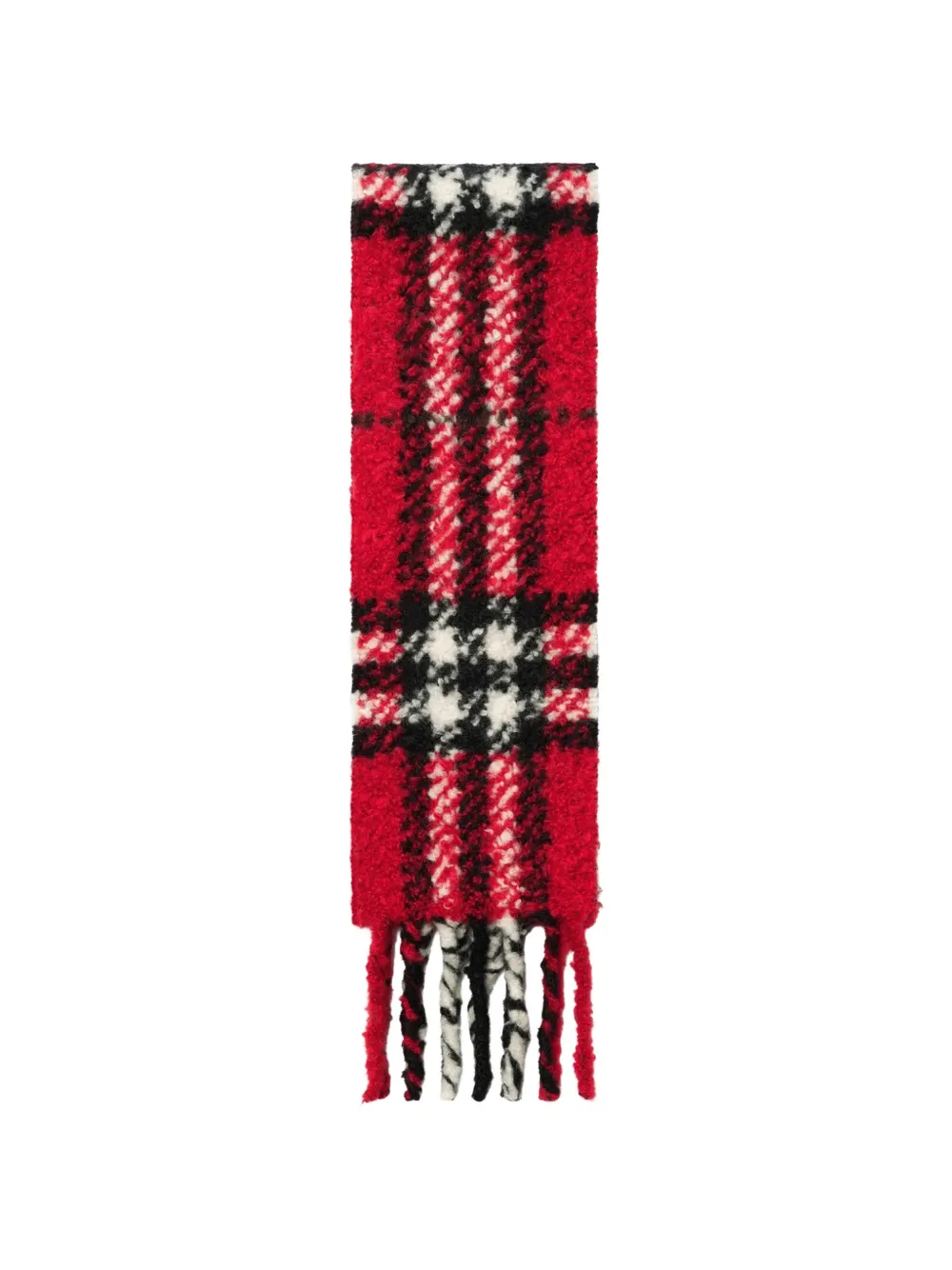 Burberry narrow Check alpaca wool-blend bouclé Scarf Rood