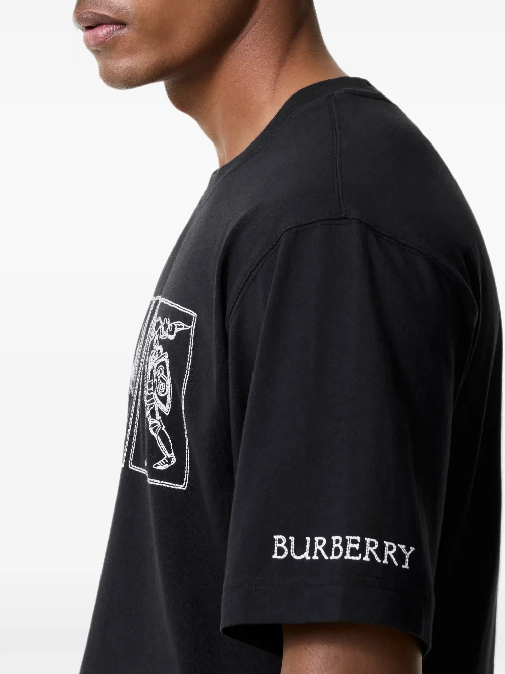 Burberry Knight moves cotton T-shirt Zwart