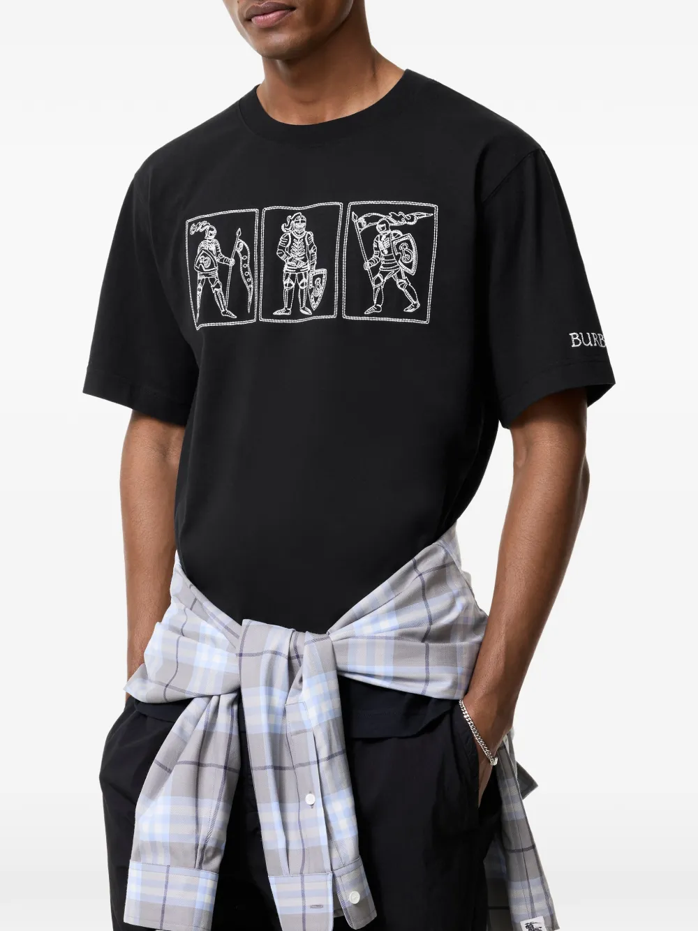 Burberry Knight moves cotton T-shirt Zwart