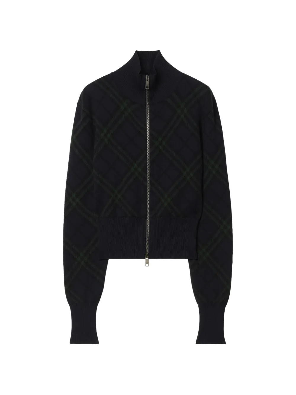 Burberry cropped Check cotton nylon jacket Zwart