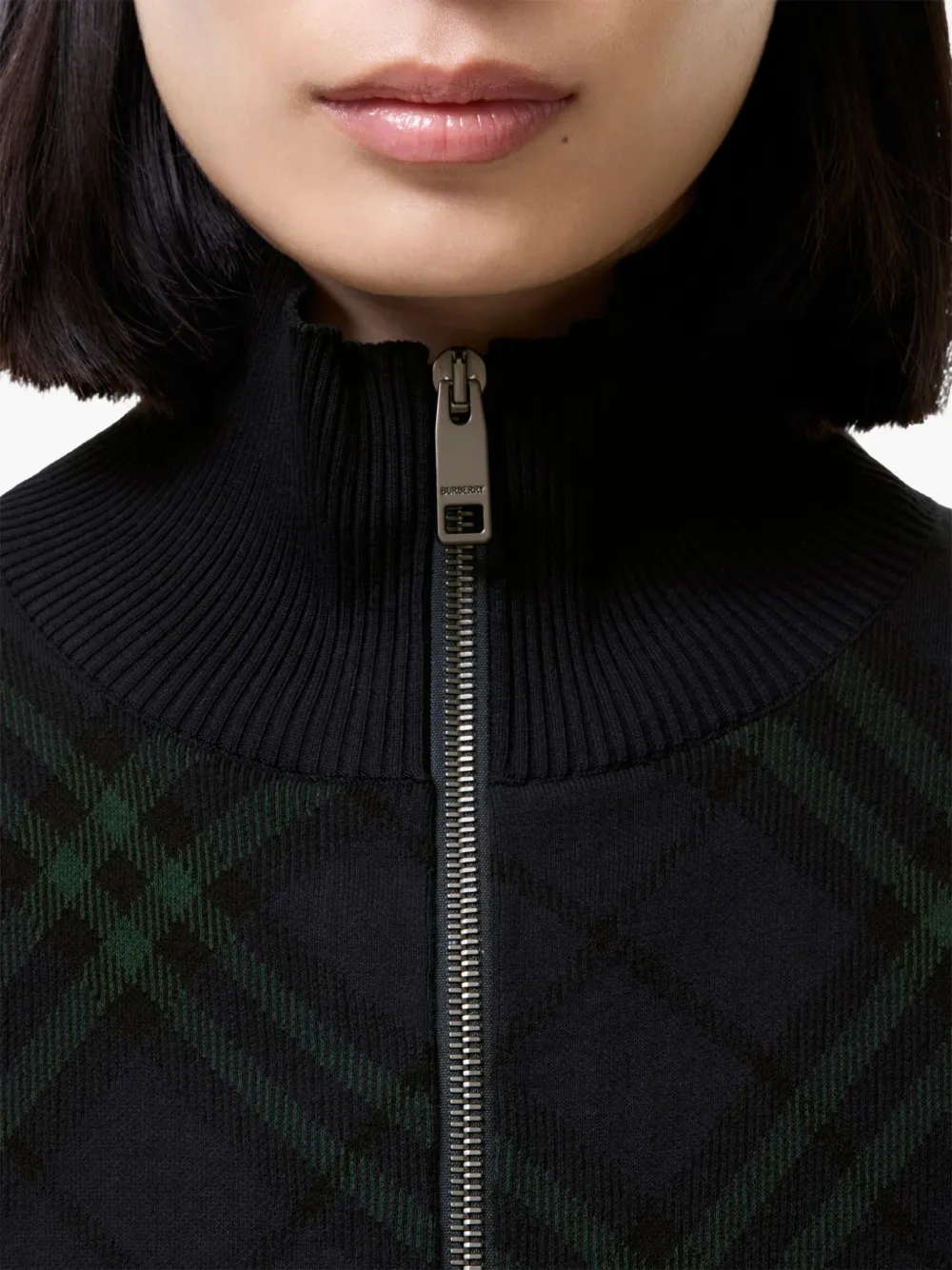 Burberry cropped Check cotton nylon jacket Zwart