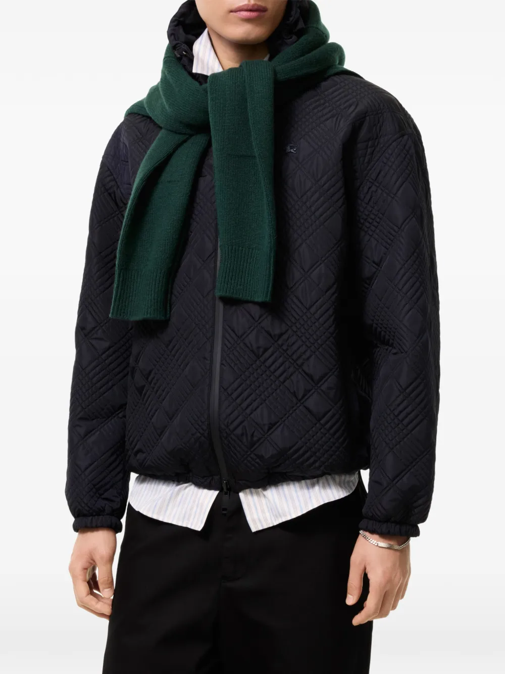 Burberry reversible Micro Check-stitch nylon Trafford hooded jacket Blauw
