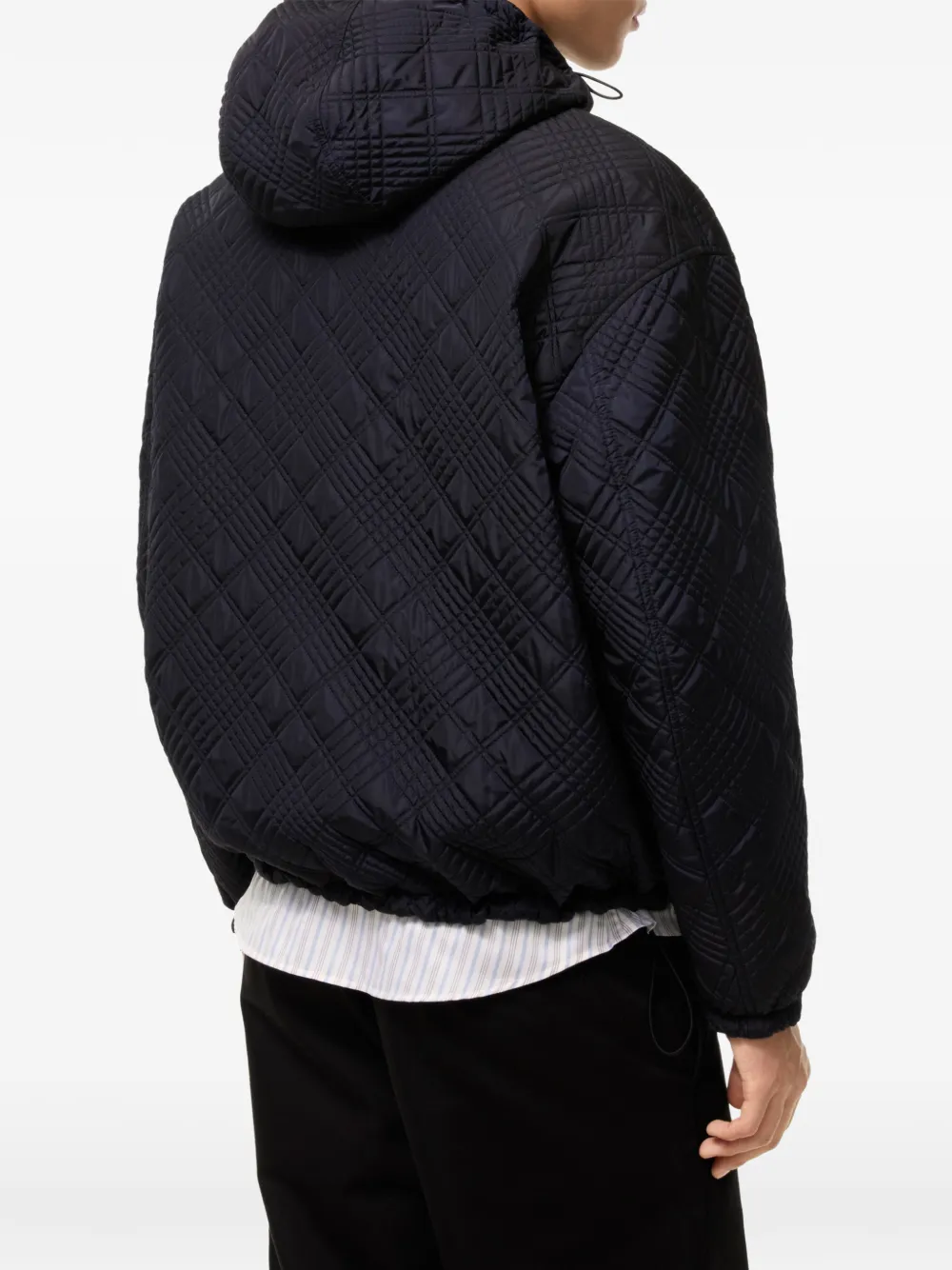 Burberry reversible Micro Check-stitch nylon Trafford hooded jacket Blauw