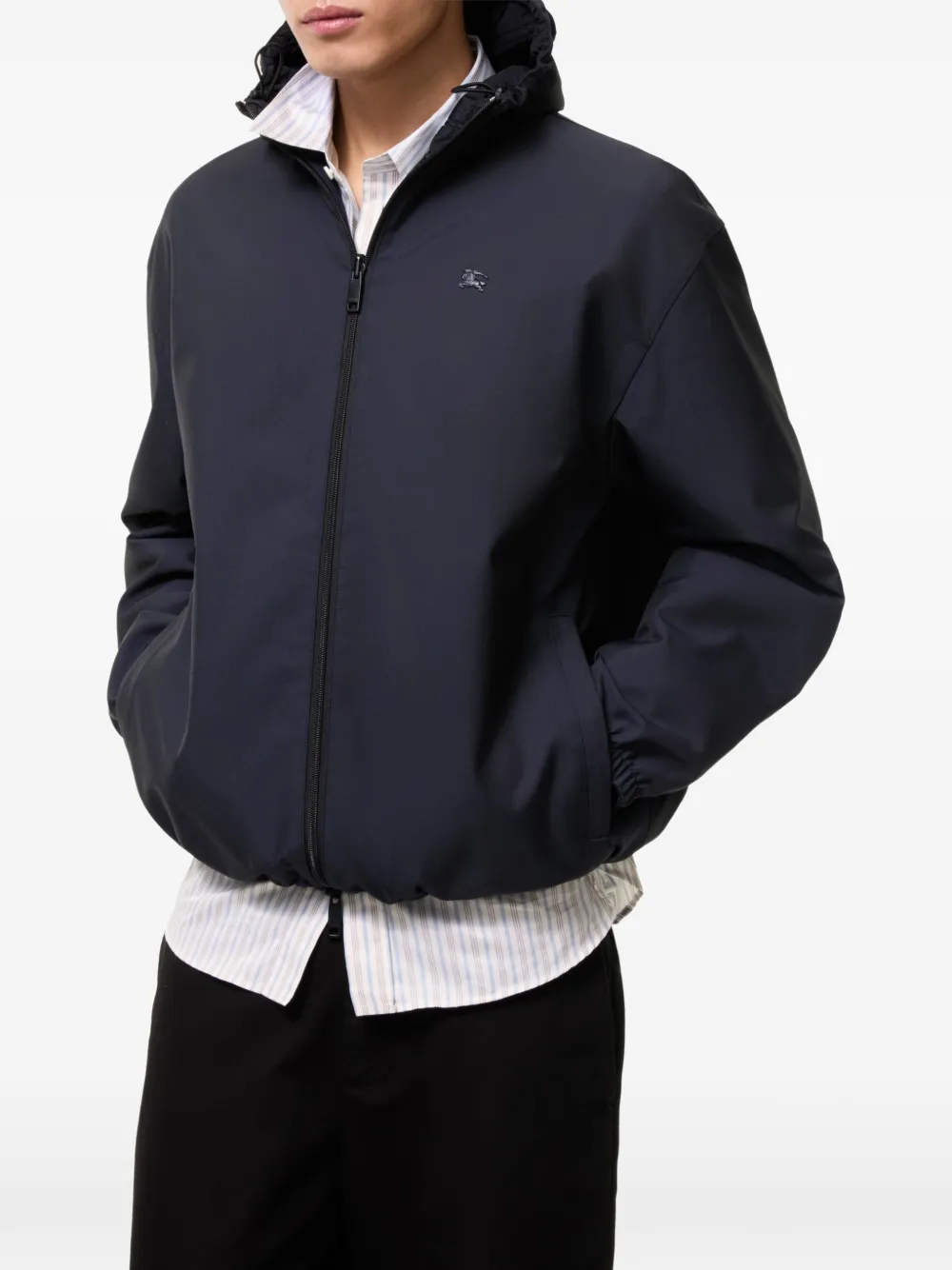 Burberry reversible Micro Check-stitch nylon Trafford hooded jacket Blauw