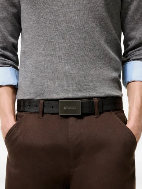 Burberry reversible leather logo buckle belt​