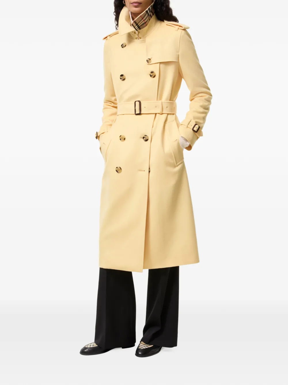 Burberry long cashmere Kensington trench coat Geel