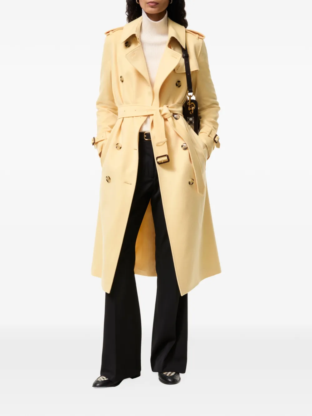 Burberry long cashmere Kensington trench coat Geel