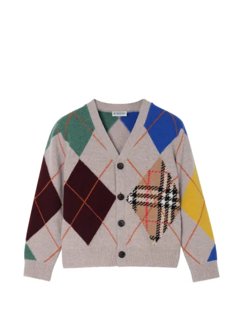 Burberry Kids argyle patterned wool cardigan