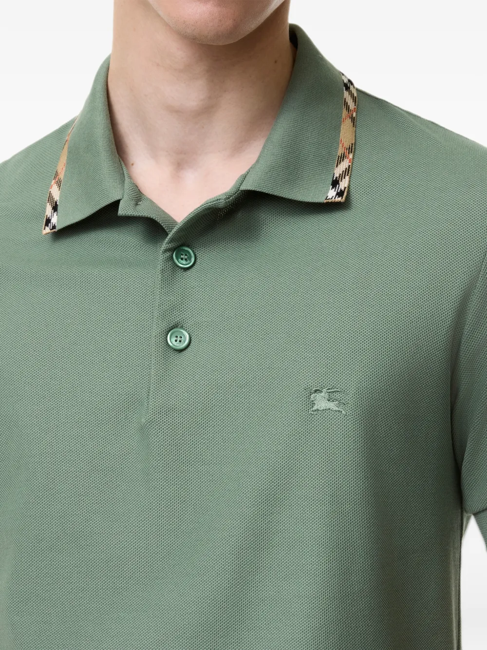 Burberry Check-trim cotton polo shirt Groen