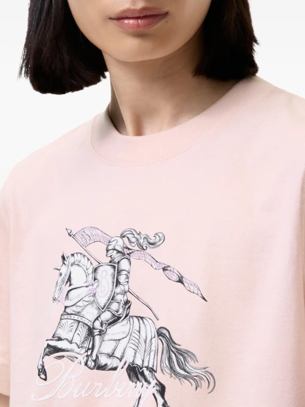 Burberry Etched Knight cotton T-shirt Roze