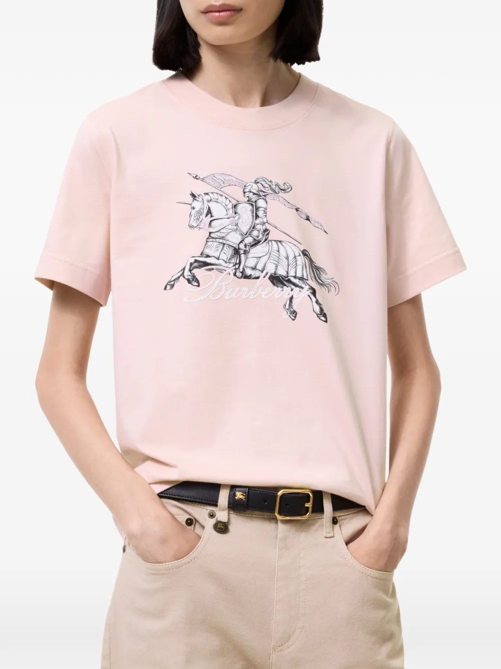 Burberry Etched Knight cotton T-shirt Roze