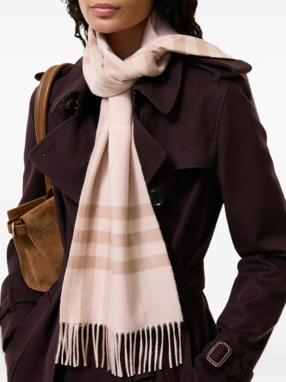 Burberry Check cashmere scarf Roze